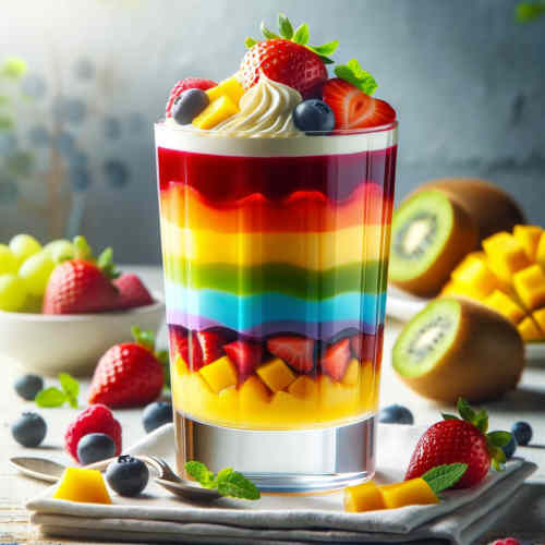 Regenbogen-Frucht-Pudding