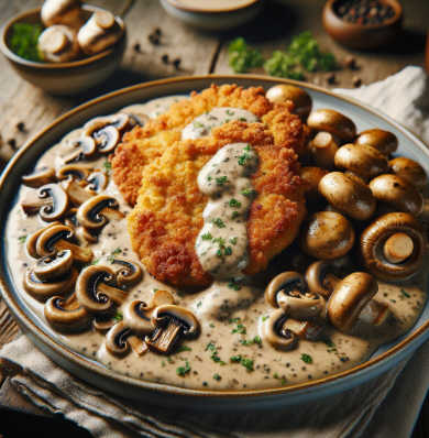 Champignonrahmschnitzel belgischer Art