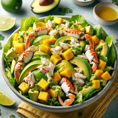 Frischer Krabbensalat mit Avocado und Mango