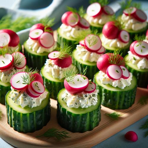Rezept: Gurken-Radieschen-Creme-Frischkäse-Canapés