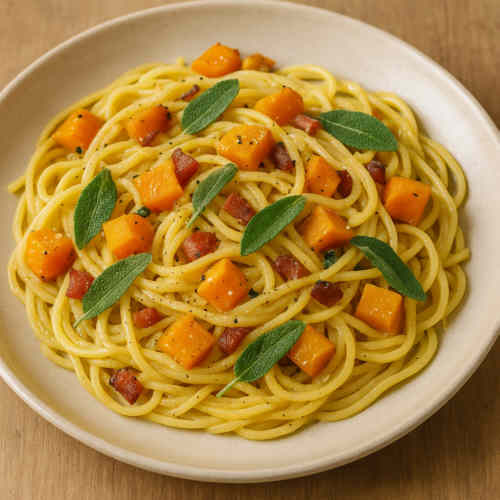 Herbstliche Carbonara mit Kürbis und Salbei